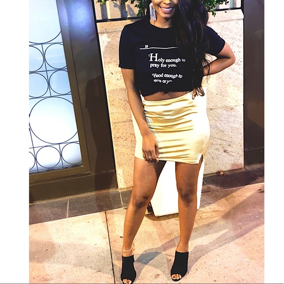 Gold split mini skirt - Picture 3 of 8